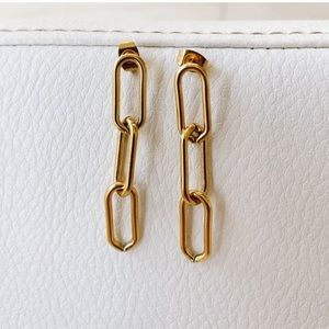 18k Gold Minimalist Chain Link Earrings